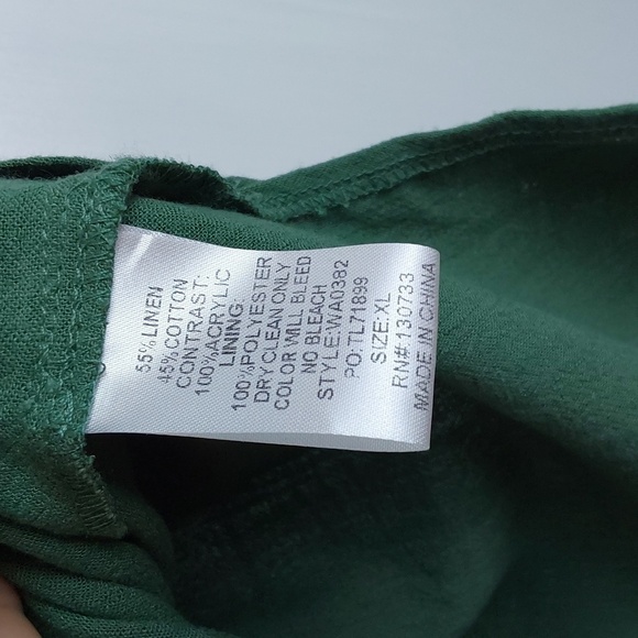 Umgee Green Top with Multicolor Crochet Sleeves Boho Linen Trendy Sz.XL - Picture 8 of 8